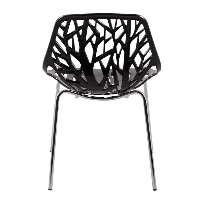 Asbury Stackable Dining Chair with Chrome Legs Side Chair with Modern Cut-Out Design Backrest