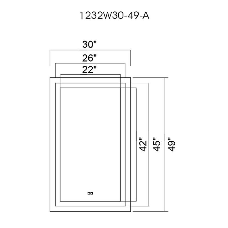 49" x 30" Abril Matte White Rectangle LED Wall Mirror