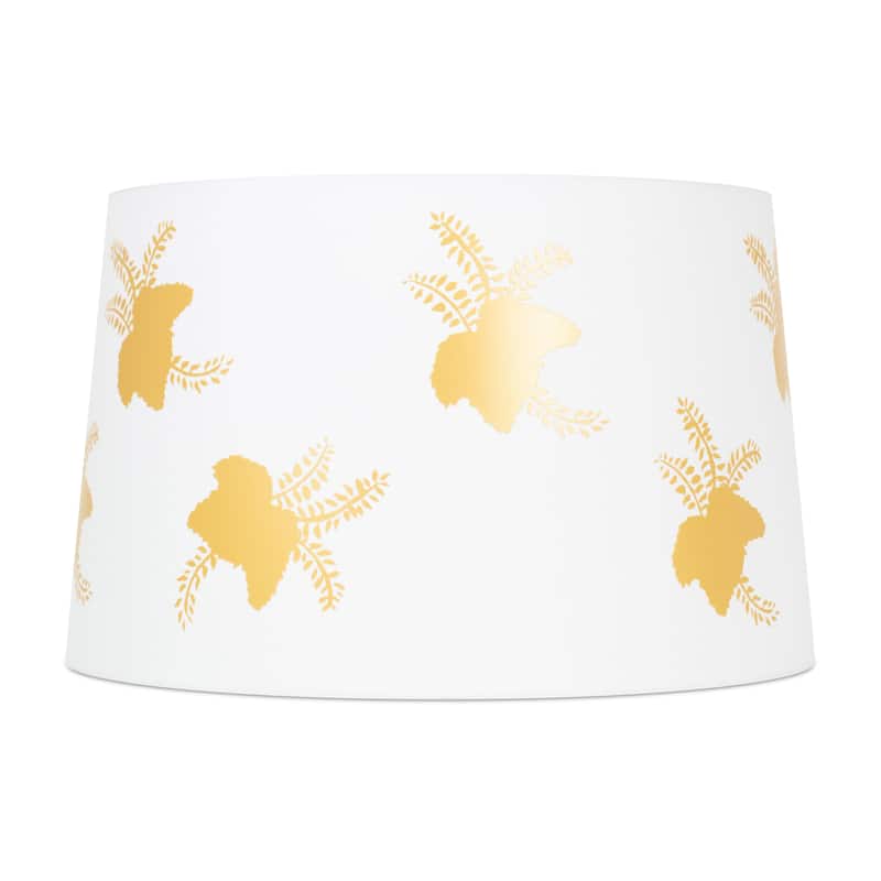 Linen Tapered Lamp Shade - White with Gold
