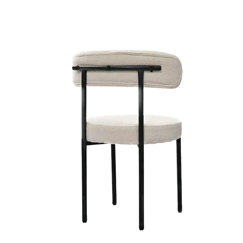 Boucle Dining Chairs Set of 2,Mid-Century Modern Curved Backrest Chair,Round Upholstered Kitchen Chairs