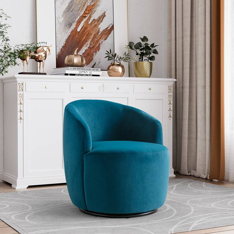 Ouyessir Swivel Barrel Chair Upholstered Armchair (Set of 1)
