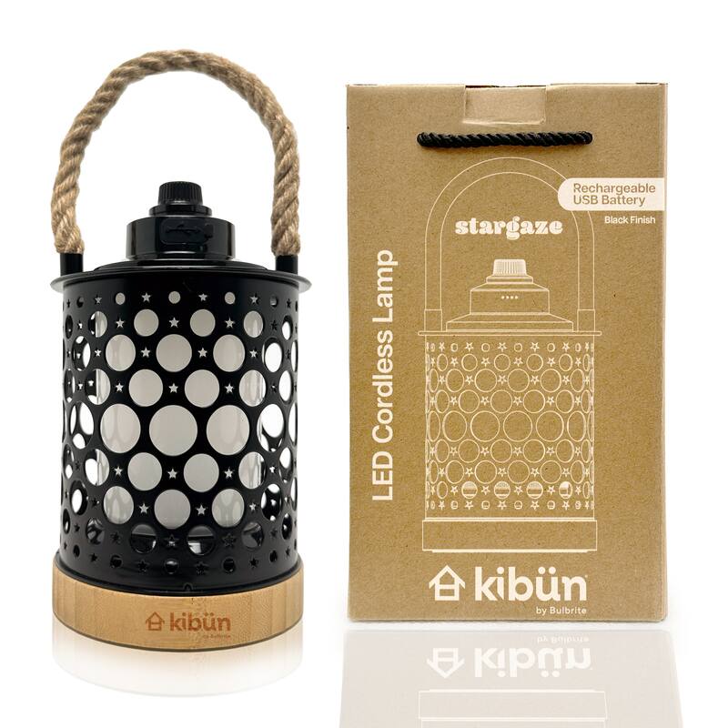 Kibun by Bulbrite Stargaze Cordless LED Outdoor Table Lamp with Dimmer, 3-Level Brightness with Dual Power Source