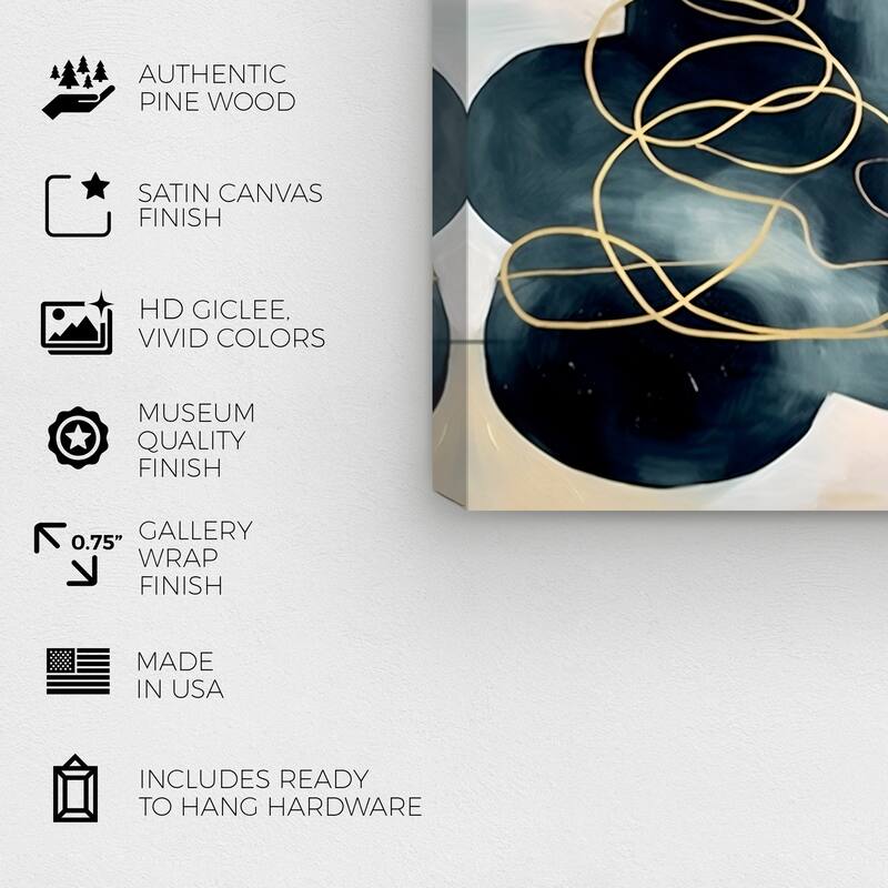 Wynwood Studio Canvas Abstract Moon and Cloud Black and Modern & Contemporary Wall Art Canvas Print
