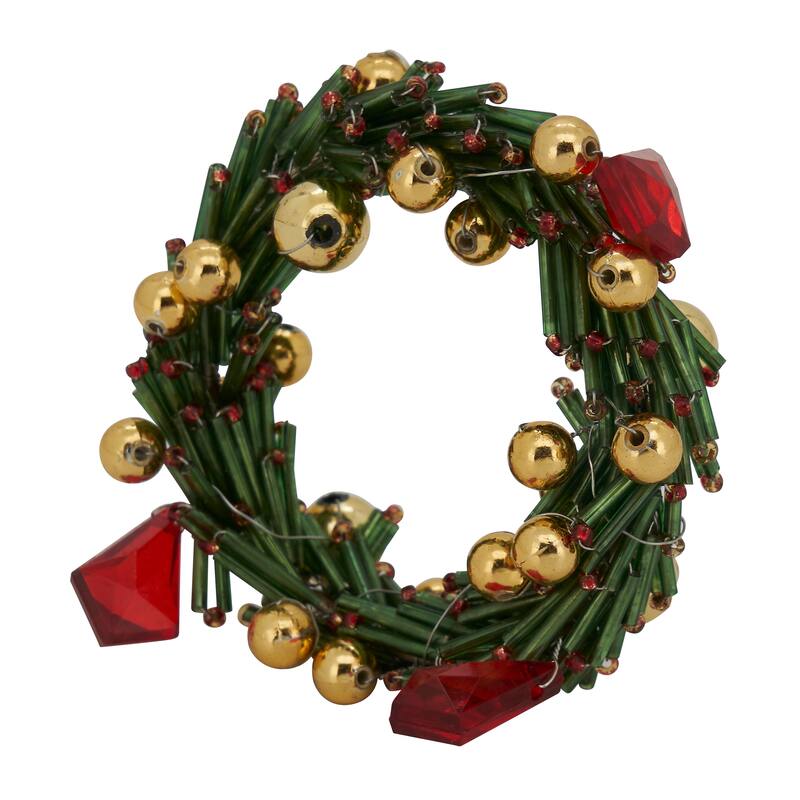 Beaded Wreath Design Napkin Rings (Set of 4)