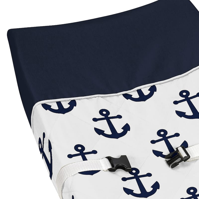 Navy Blue White Anchors Boy Girl Changing Pad Cover - Nautical Theme Ocean Sailboat Marine Sailor Anchor Unisex Gender Neutral