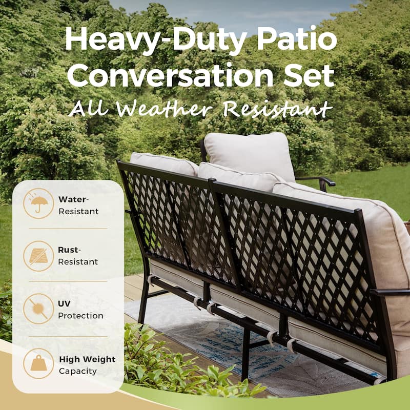 MAISON ARTS Outdoor Sofa Set 4/6-Piece Patio Conversation Set with 45'' Gas Fire Pit Table