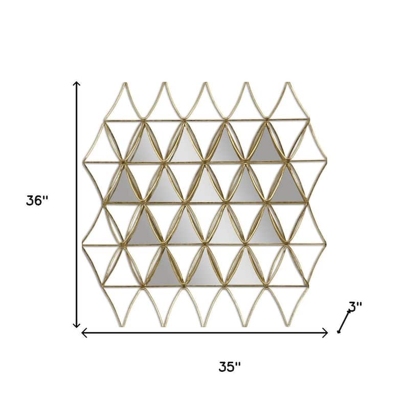 HomeRoots 36" Gold Metal Accent Mirror - 35.00 in. x 36.00 in. x 3.00 in.