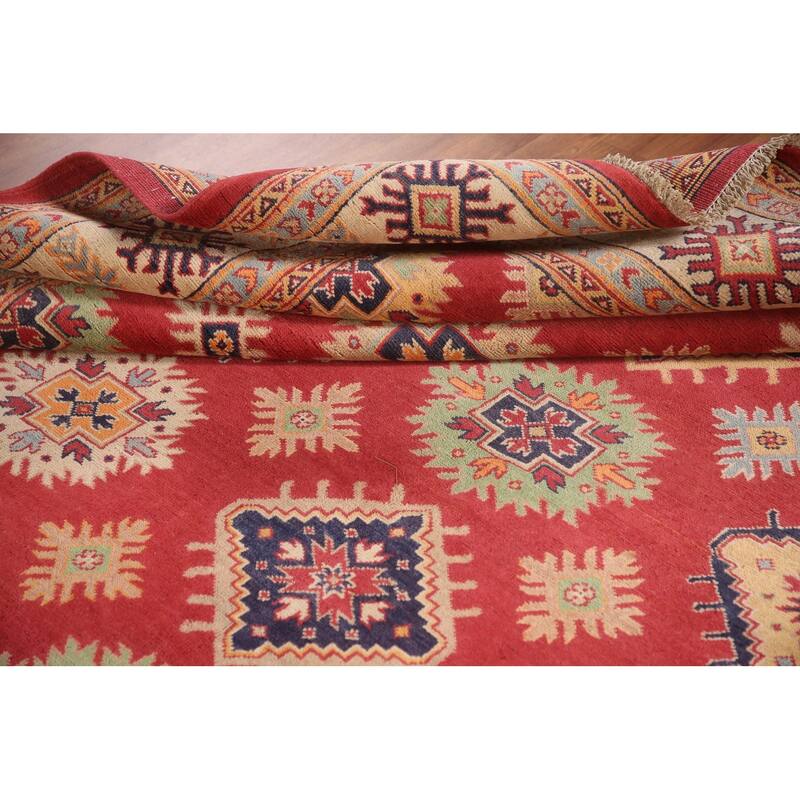 Geometric Kazak Rug Handmade Oriental Wool Carpet - 8'1"x 9'9"