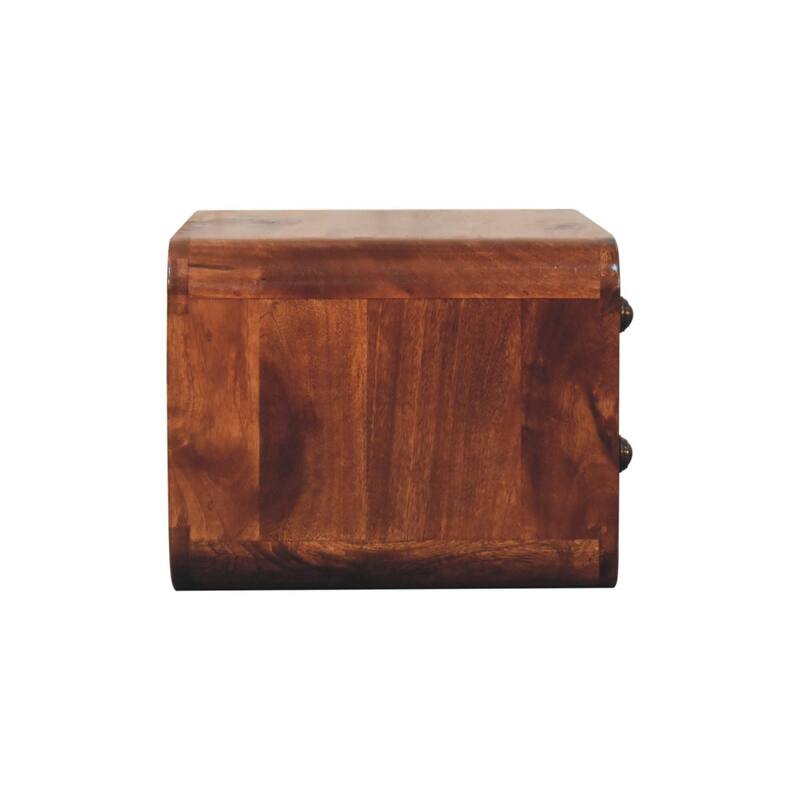 HomeRoots 18" Brown Solid Wood Two Drawer Floating Nightstand