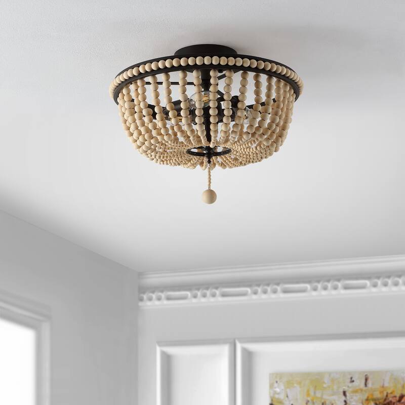 SAFAVIEH Lighting Athanasia Flush Mount - 16" W x 16" D x 11" H - Bronze - 16Wx16Dx11H