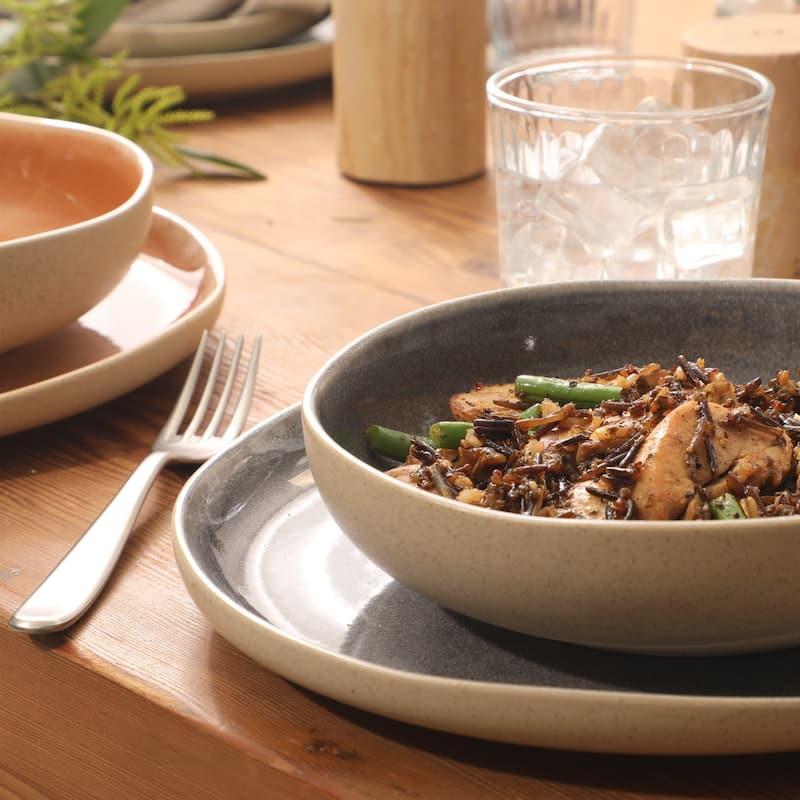 Gibson Elite Manila Bay 16-Piece & 12-Piece Stoneware Reactive Glaze Modern Artisan Dinnerware Set, Service for 4