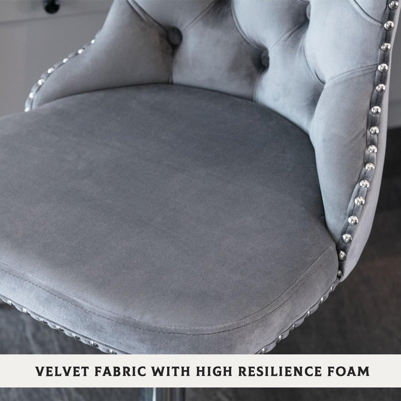 Velvet Upholstered Nailheads Tufted Swivel Bar Stools (Set of 4)