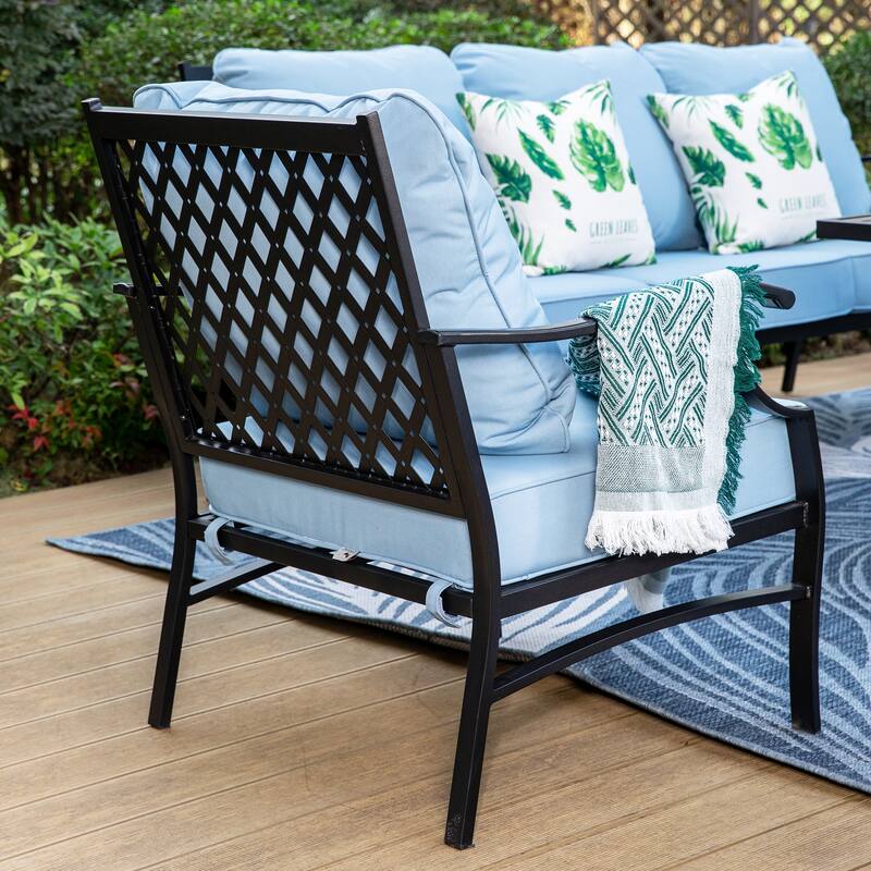MAISON ARTS Outdoor Sofa Set 4/6-Piece Patio Conversation Set with 45'' Gas Fire Pit Table