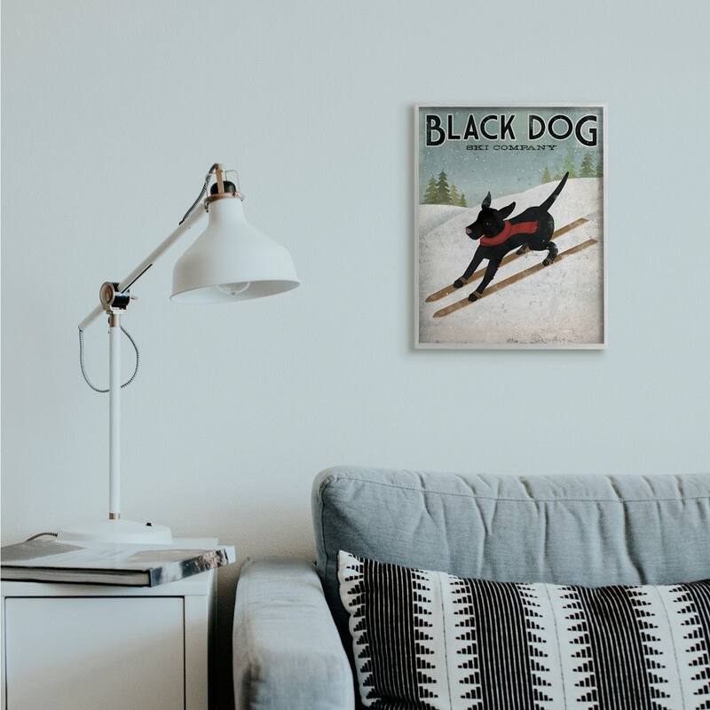 Stupell Black Dog Ski Company Winter Sports Pet Sign Framed Wall Art - Blue