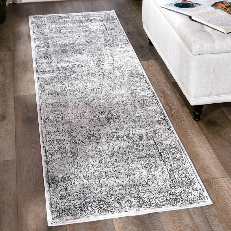 Christian Collection Grey/Cream Area Rug - 7'6'' X 2'2''