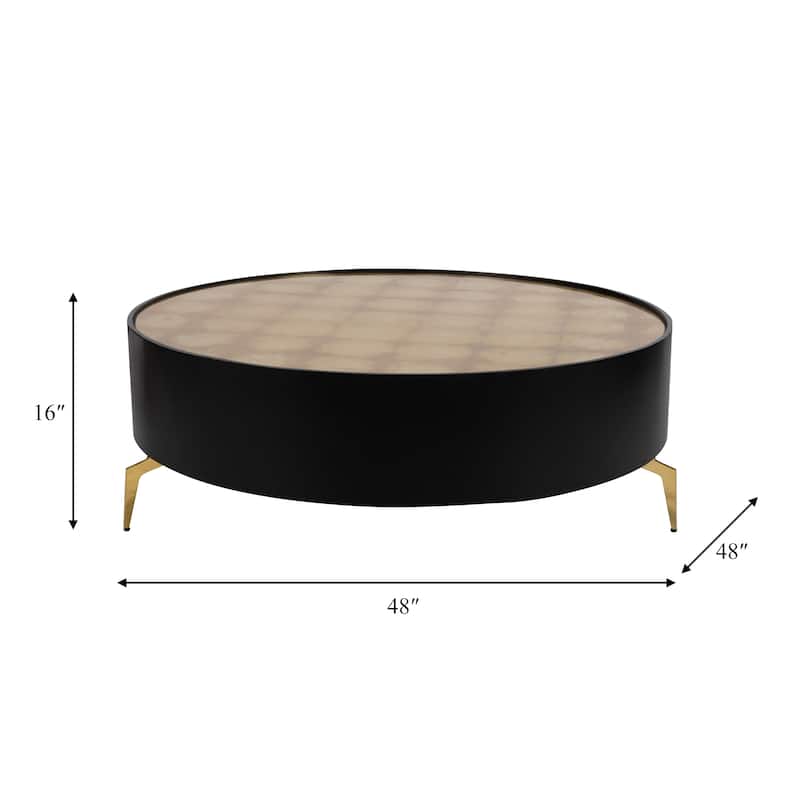 Sagebrook Home Modern Neutral Wood Gold Leaf Round Top Coffee and Accent Table