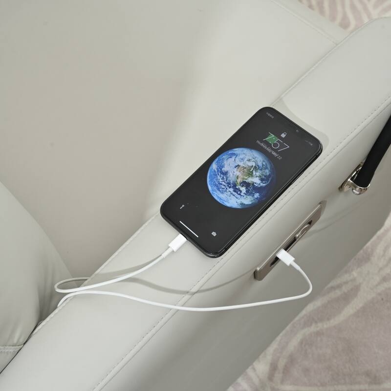 Grey Electric Power Recliner Chair with 270° Swivel, USB Ports and Adjustable Footrest for Living Room & Nursery