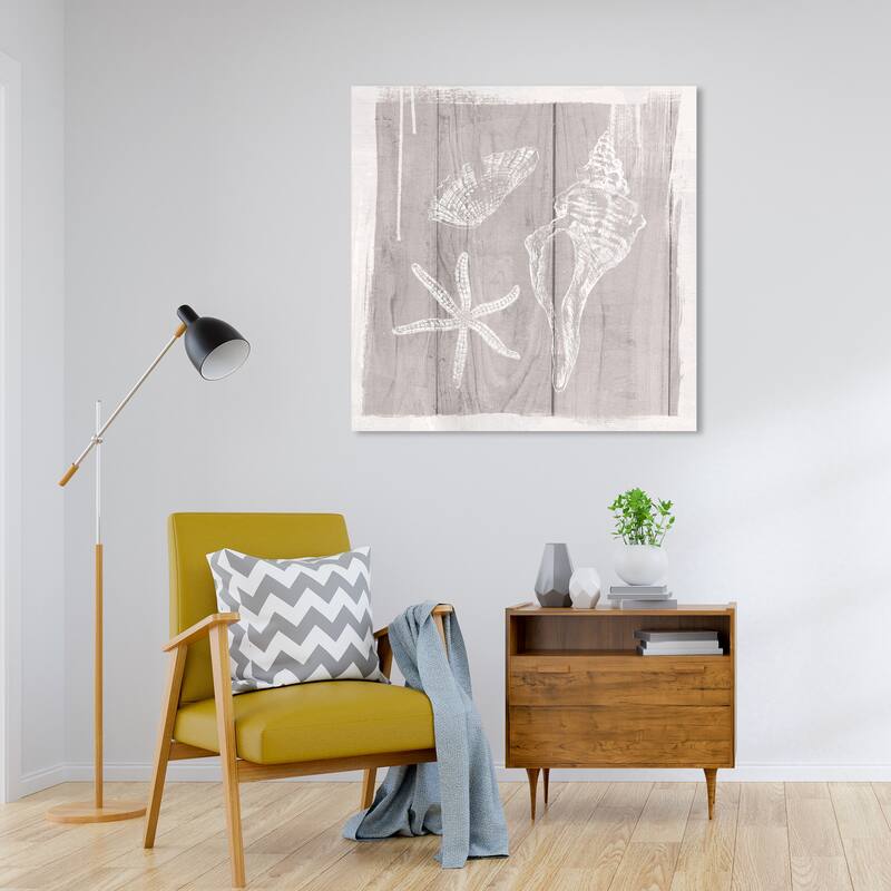 Wynwood Studio Prints Nautical and Coastal Shell Paint Brown and Light Brown Nautical & Coastal Wall Art Canvas Print - 30 x 30