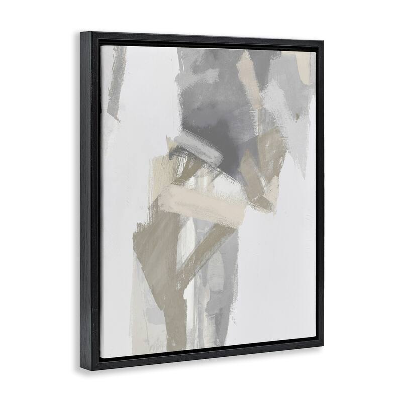 Stupell Elegant Grey & Beige Streaks Framed Floater Canvas Wall Art Design By Rachel Springer