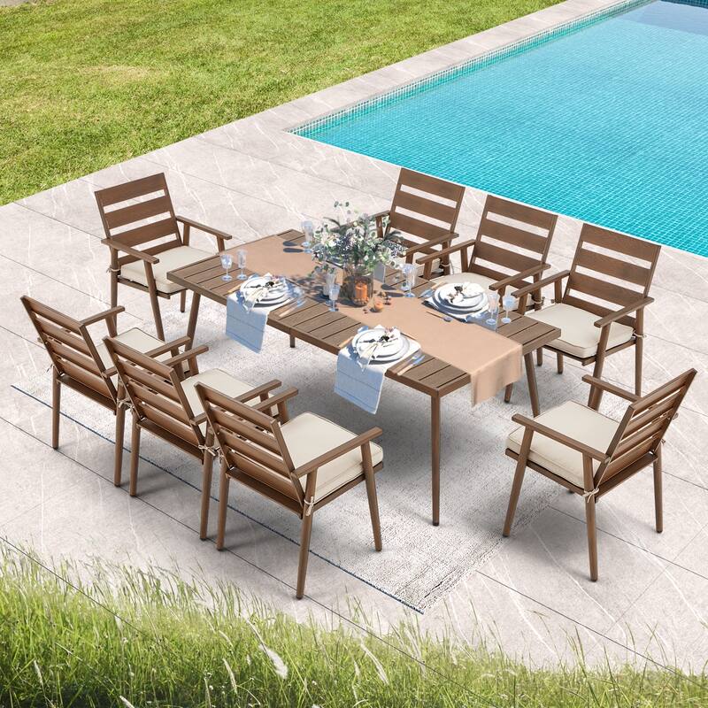 EROMMY Patio Dining Set, Premium Outdoor Rectangle Furniture for Backyard, Porch, Lawn and Garden