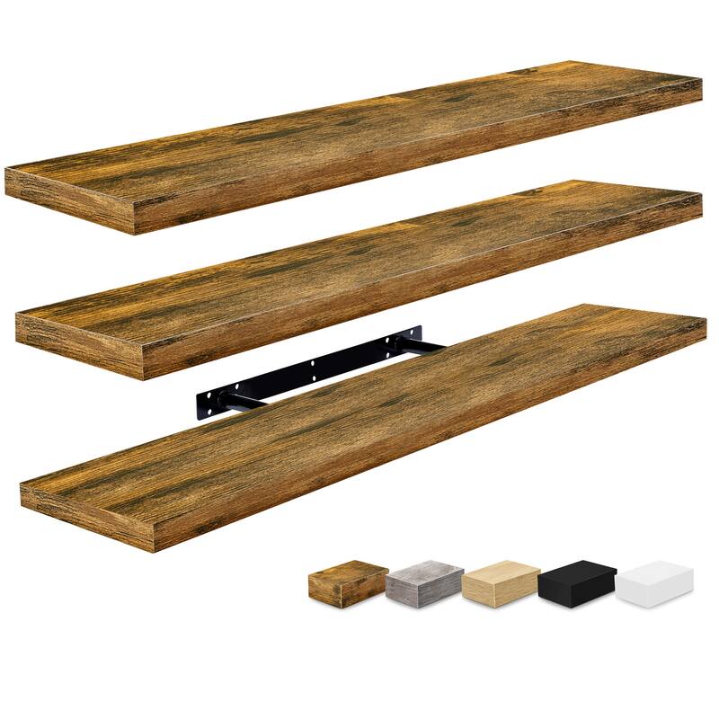 Sorbus Long Floating Shelves Set of 3, Large Faux Wood Wall Mounted Floating Shelves - 35” L x 9” W x 1.5” H
