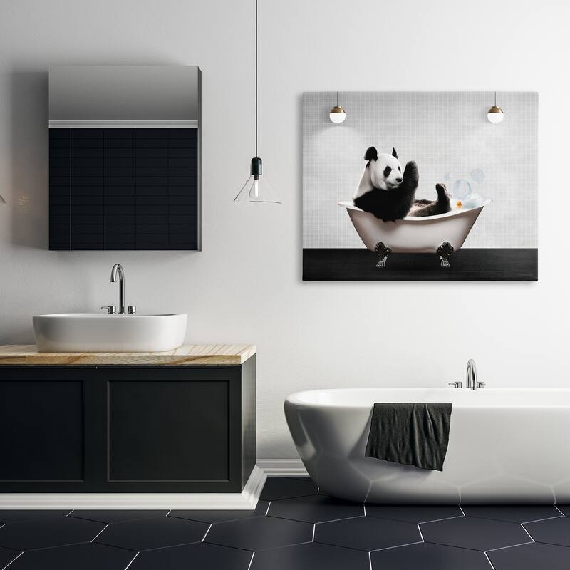 Stupell Panda in Modern Bubble Bath Canvas Wall Art Design By Seven Trees Design