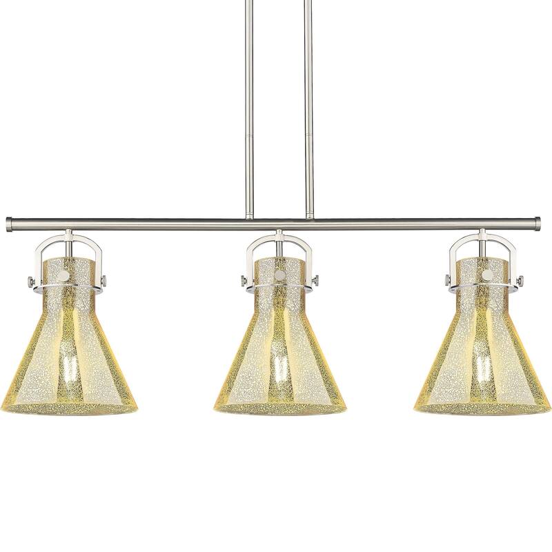 Innovations Lighting 410-3I-16-42 Newton Cone Linear Newton Cone 3 - Satin Nickel / Mercury