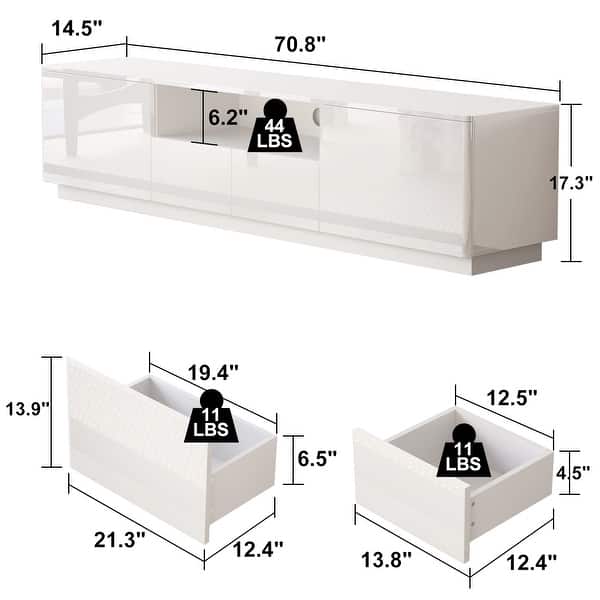 dimension image slide 1 of 2, HighGloss LED TV Stand TV Entertainment Center TV Console Media Gaming