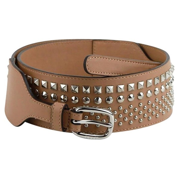 Shop Gucci Women&#39;s Studded Camelia Beige Leather Belt Size: 95/38 388985 - Overstock - 29894831