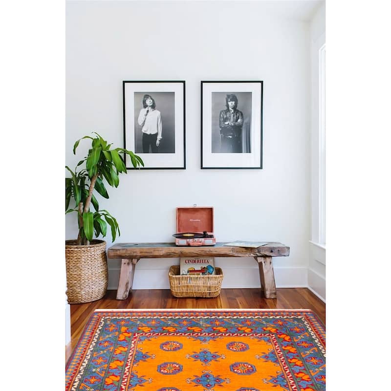 ECARPETGALLERY Hand-knotted Afghan Burnt Orange Wool Rug - 3'5 x 4'11
