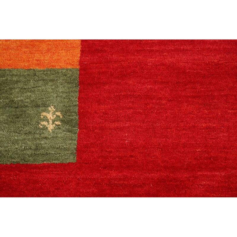 Red Gabbeh Indian Area Rug Handmade Wool Carpet - 5'11"x 7'11"