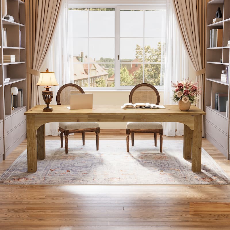 Solid Wood Two Person Desk, 79 Inch Extra Long Computer Desk