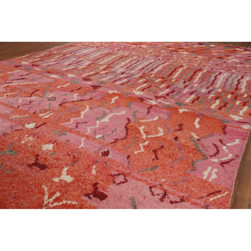 Orange & Pink Moroccan Large Area Rug Hand-Knotted Wool Carpet - 12'0" x 18'5"