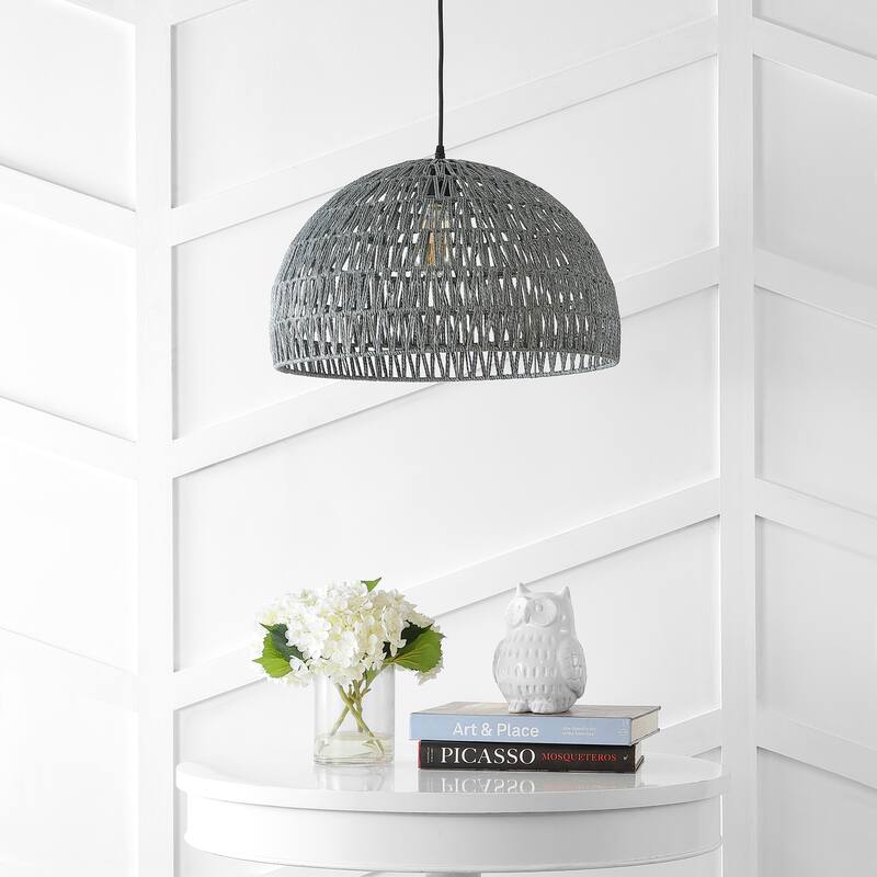 Jigu 1-Light Woven Rattan/Iron LED Pendant, by JONATHAN Y
