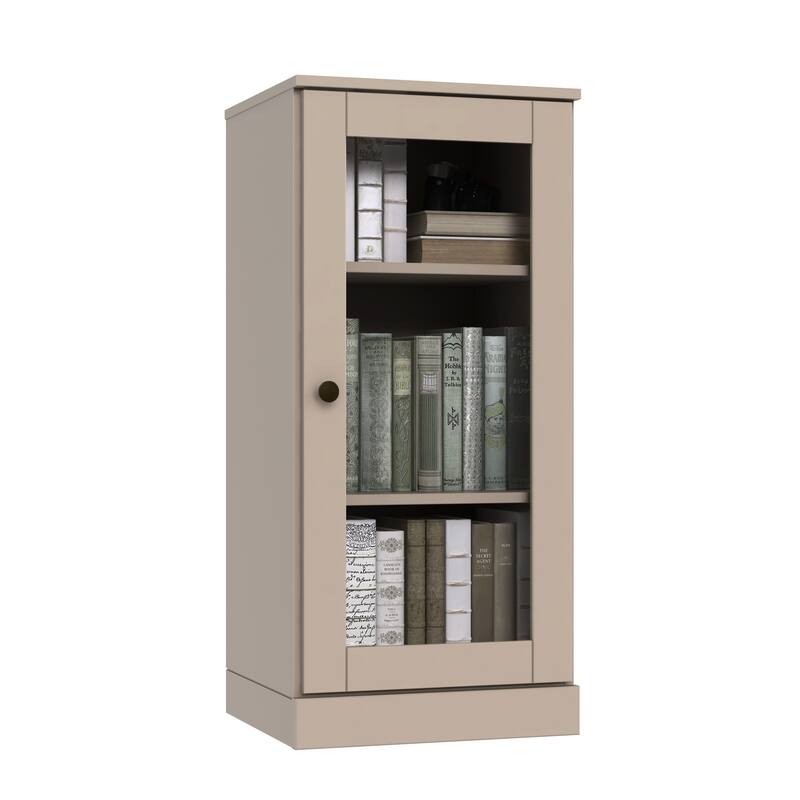 Palace Imports 100% Solid Wood 3-Shelf Bookcase with Clear Glass Door and Adjustable Shelves