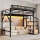 preview thumbnail 5 of 17, Metal Loft Bed with Storage Stairs, Shelves and Built-in Wardrobe Twin XL