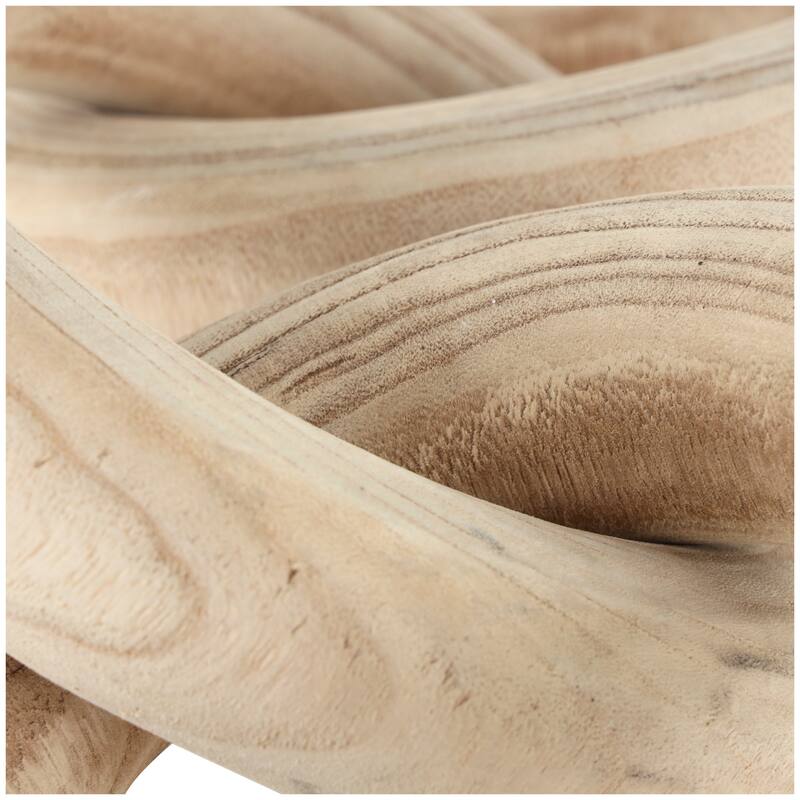 Cream Wood 3 Link Chain Decorative Sculpture with Natural Wood Grain