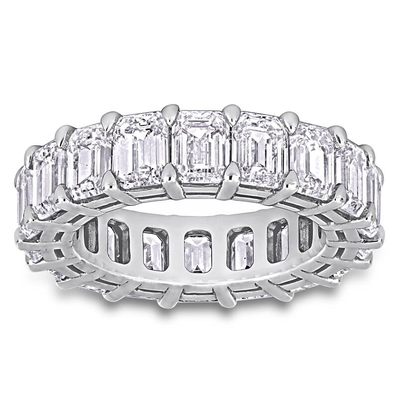 Miadora 8 1/2 - 9ct TDW Emerald-Cut Diamond Eternity Ring in 18k White Gold