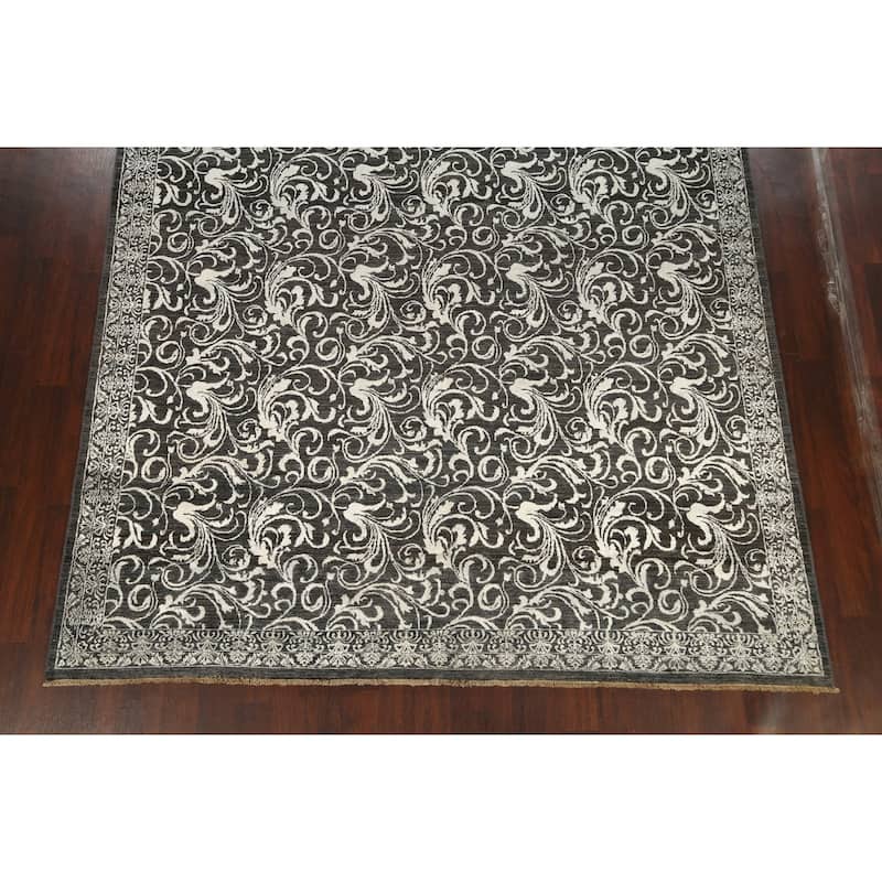 Wool/ Silk Vegetable Dye Floral Versace Oriental Area Rug Handmade - 8'11" x 12'2"