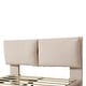 preview thumbnail 12 of 11, Beige Queen Size Platform Bed w/ Sensor Light, 2 Large Backrests & USB Port