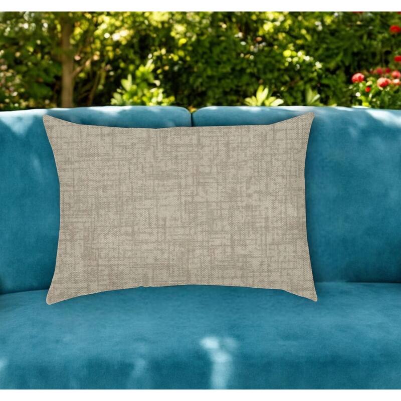 14" X 20" Taupe Indoor Outdoor Throw Pillow - Taupe