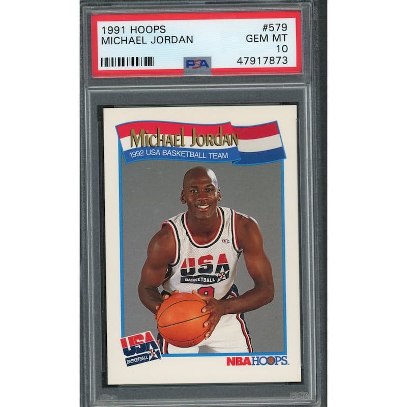 Michael Jordan Team USA Dream Team 1991 Hoops Basketball Card #579 Graded PSA 10 GEM MINT - 8'6" x 11'6"