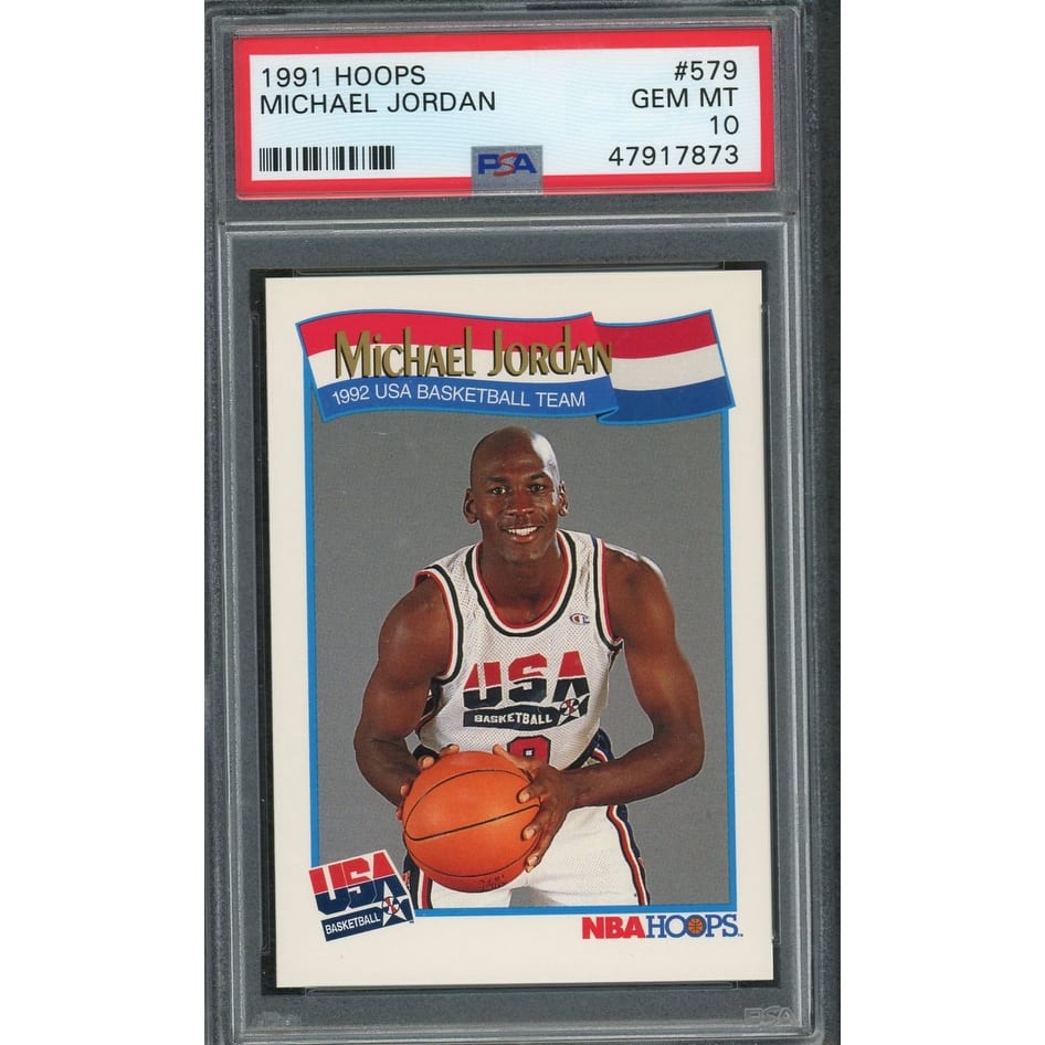 Michael Jordan Team USA Dream Team 1991 Hoops Basketball Card #579 Graded PSA 10 GEM MINT - 8'6" x 11'6"