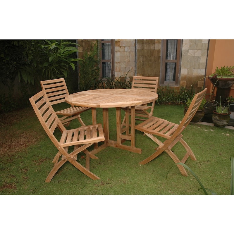 Folding Dining Set 5 Piece - Outdoor Patio Table & Chairs - Space Saving Design