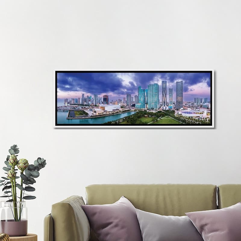 iCanvas "Miami Downtown Panoramic Skyline Aerial" by Susanne Kremer Framed Canvas Print