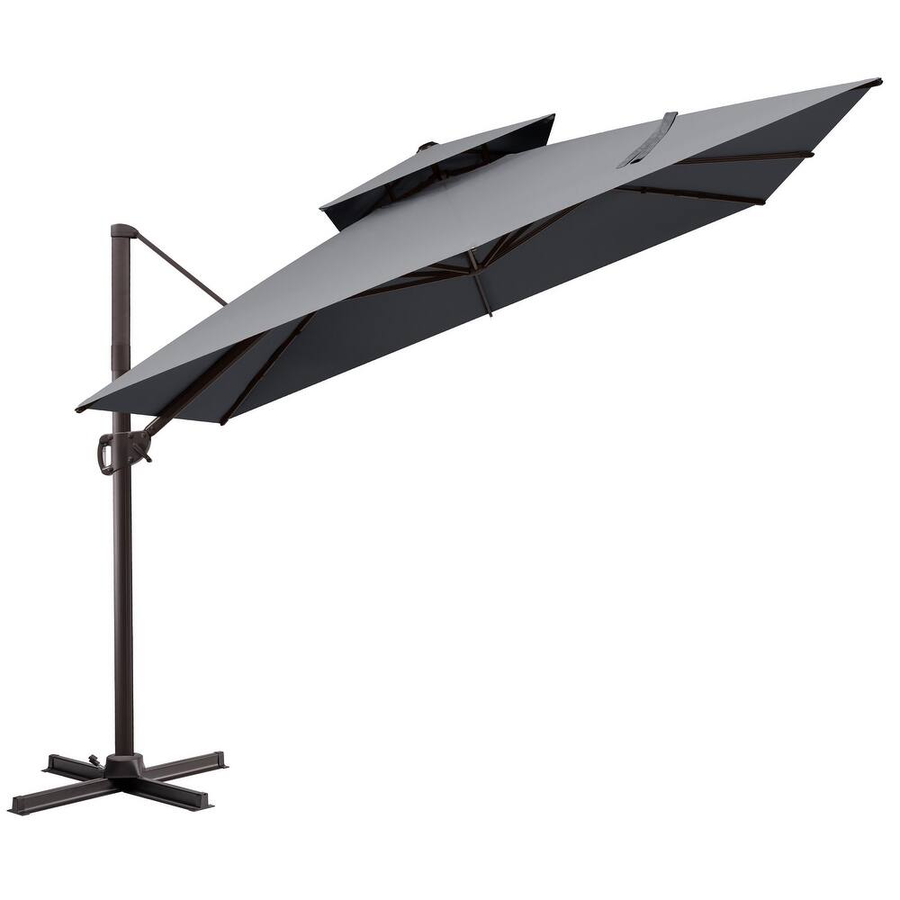 VredHom Dual Top Wind Vent 11x11Ft Aluminum Offset Cantilever Patio Umbrella