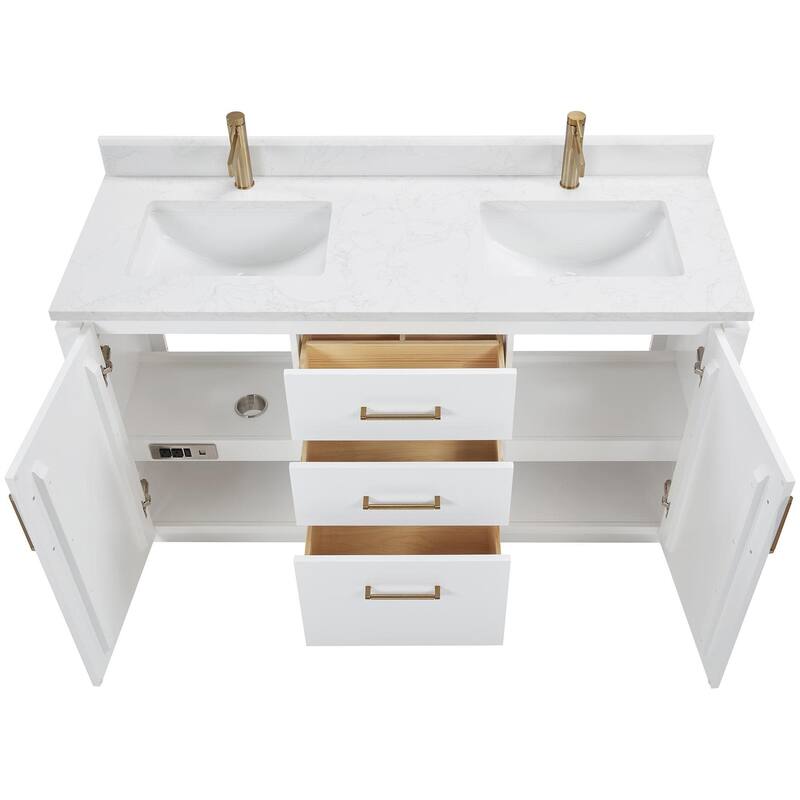 Miseno MV-SAN60M-GW-NM San 60" Free Standing Double Basin Vanity Set