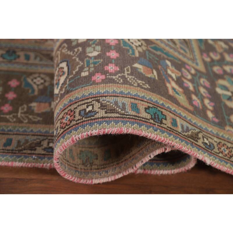 Hand Knotted Oriental 100% Wool Carpet Traditional Floral Coral Tabriz Area Rug - 11' 3'' X 8' 0''