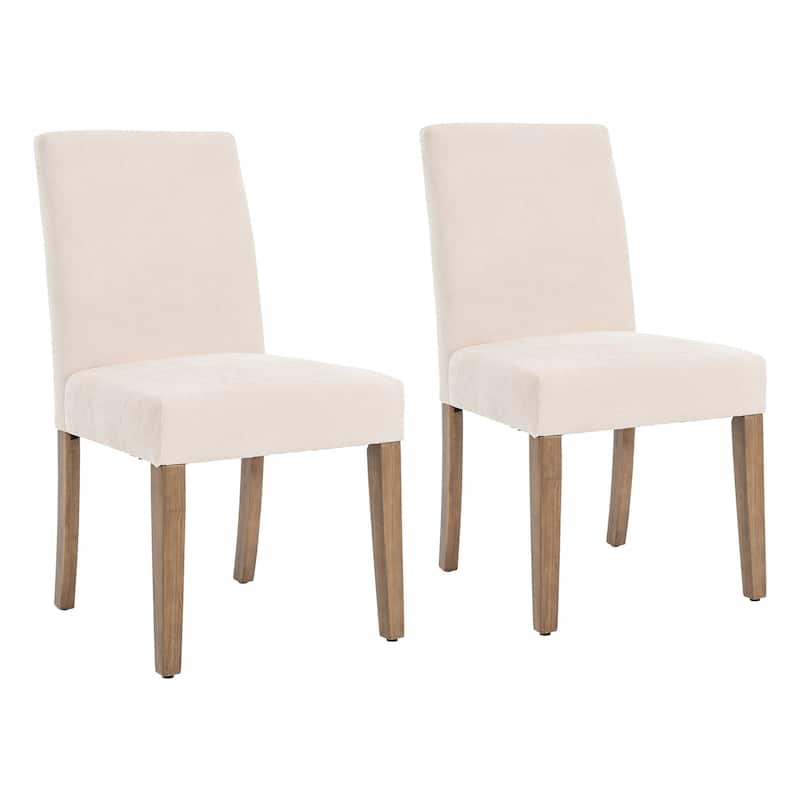 Boucle Fabric Upholstered Dining Chairs (Set of 2) - Beige