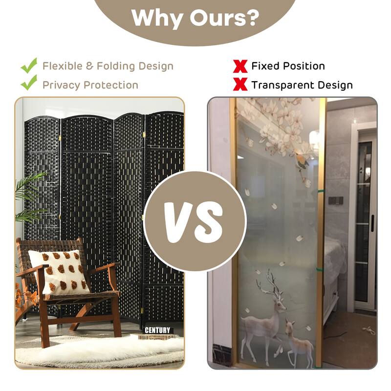 Costway 6-Panel Room Divider 6Ft Weave Fiber Folding Privacy Screen